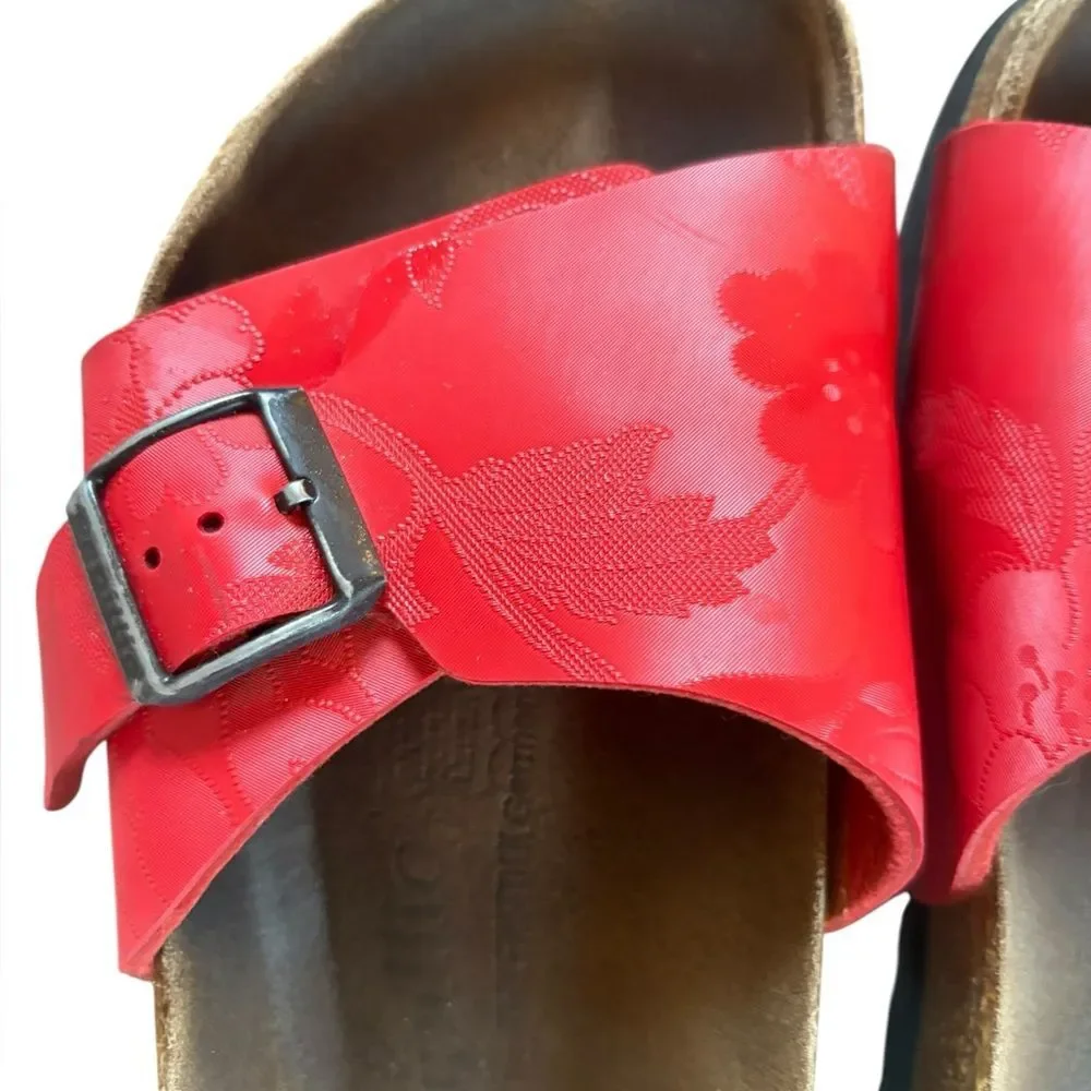 Papillio BIRKENSTOCK Madrid Red Floral Birko Flor Slip On Sandal Slides Womens 7 - Picture 12 of 15